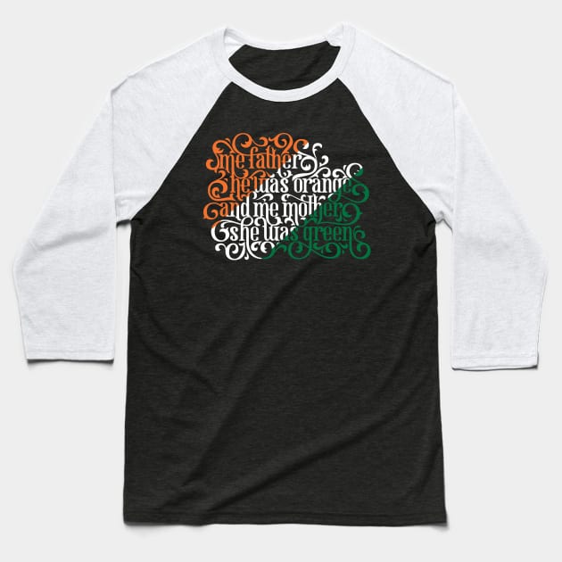 The Orange and the Green Baseball T-Shirt by polliadesign